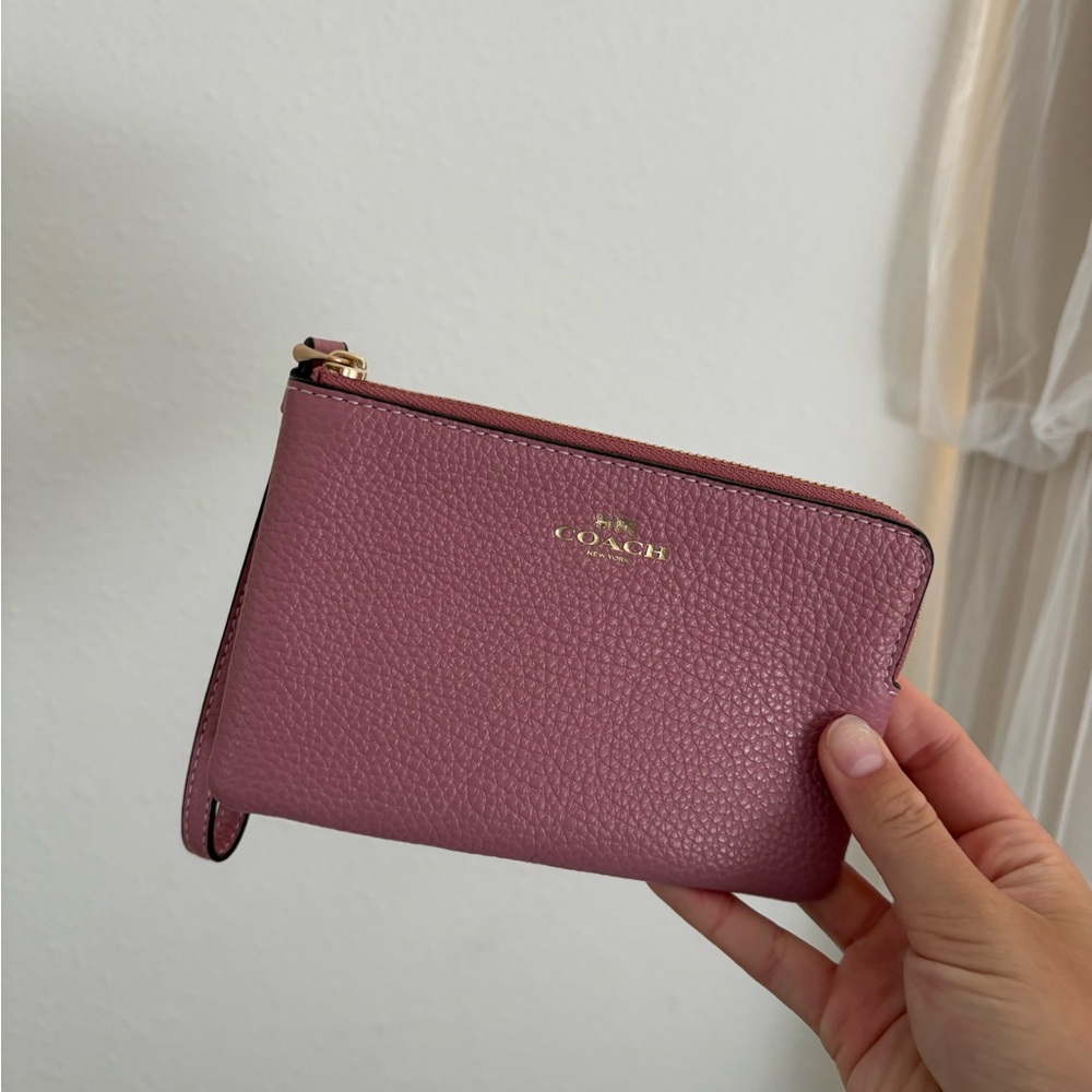 Coach Pink Pebbled Leather Wristlet
